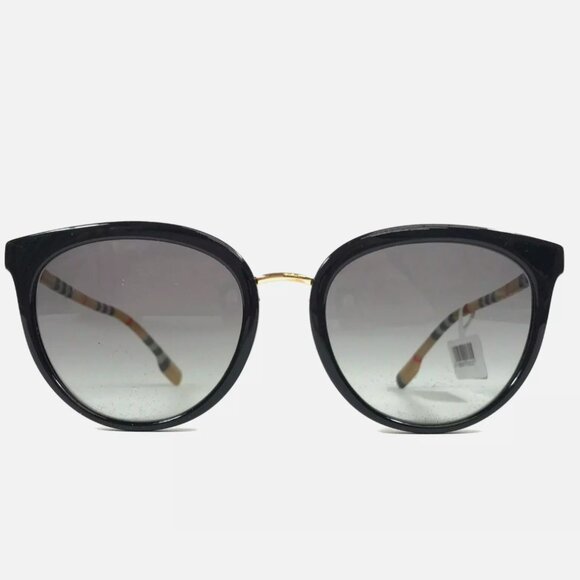 Burberry Sunglasses Black Brown Check Gray Gradient Lenses - Picture 2 of 8